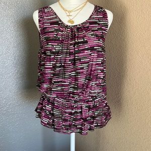 *Banana Republic - Size PS - purple & grey geometric print blouse elastic waist